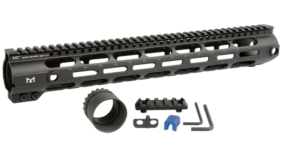 Midwest Industries Low Combat Rail Handguard, DPMS LR-308, 15 in, M-LOK, .150 Tang Height, Anodized, Black, MI-CRL308-15