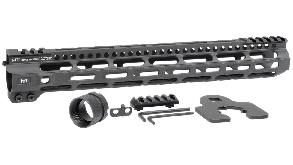 Midwest Industries MI Combat Rail Lightweight Series Handguard, M-LOK compatible, Black, 14in, MI-CRLW14