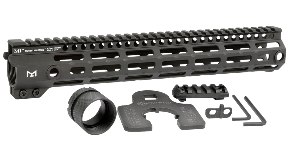 Midwest Industries MI-G4M One Piece Free-Float AR Handguard, 12.625in Length, M-LOK, 6061 Aluminum, Anodized, Black, MI-G4M12.625