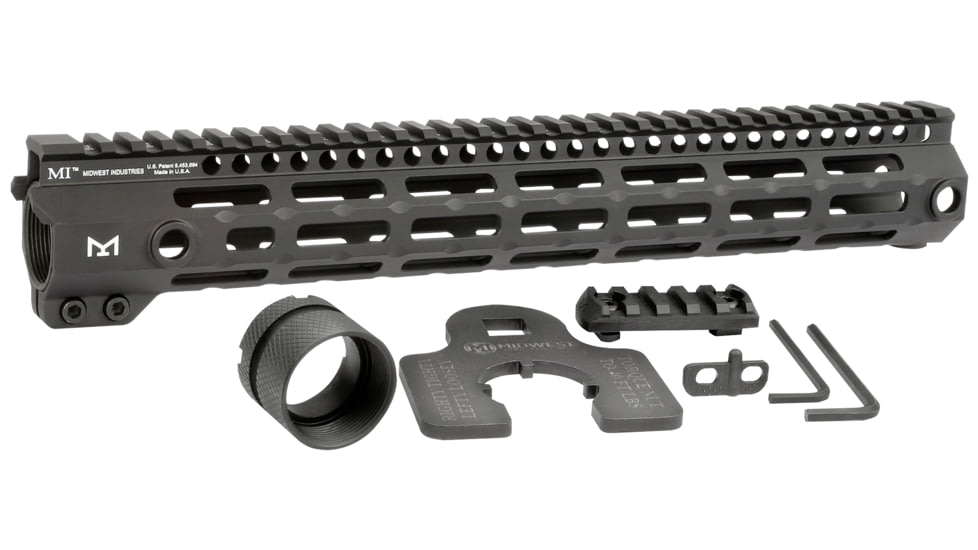 Midwest Industries MI-G4M One Piece Free-Float AR Handguard, 13.375in Length, M-LOK, 6061 Aluminum, Anodized, Black, MI-G4M13.375
