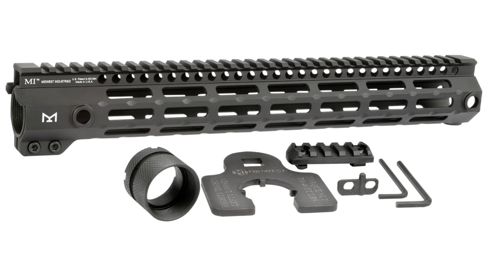 Midwest Industries MI-G4M One Piece Free-Float AR Handguard, 14in Length, M-LOK, 6061 Aluminum, Anodized, Black, MI-G4M14