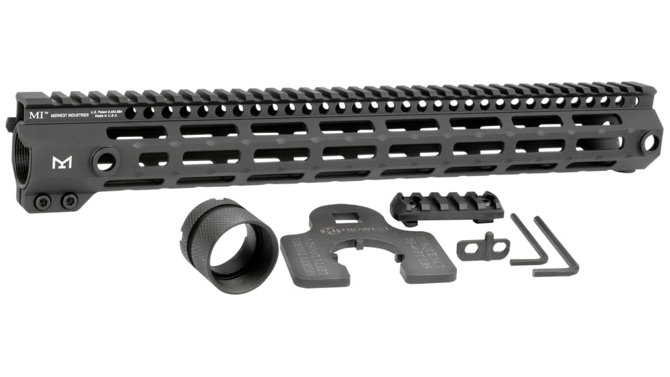 Midwest Industries MI-G4M One Piece Free-Float AR Handguard, 15in Length, M-LOK, 6061 Aluminum, Anodized, Black, MI-G4M15