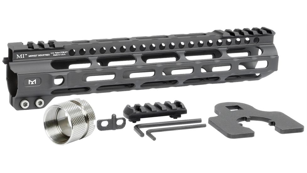 Midwest Industries MI Ultra Lightweight Titanium One Piece Free Float Handguard, M-LOK compatible, Black, 10.5in, MI-ULW10.5