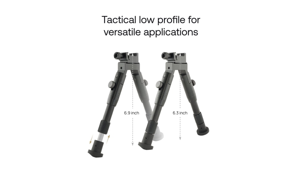 MIGHTY TACTICAL BP-01 Bipod, 6.2-6.7in Height Range, Picatinny/Weaver Mount, Black, MT-BP-01
