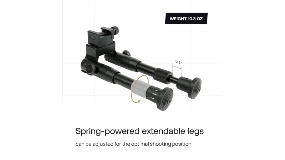 MIGHTY TACTICAL BP-01 Bipod, 6.2-6.7in Height Range, Picatinny/Weaver Mount, Black, MT-BP-01