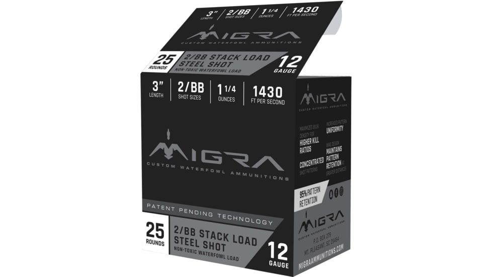 Migra 12 Gauge 1 5/8 oz 3 in Shotgun Ammunition, 2/BB, 25 Round, M-12S2-BB