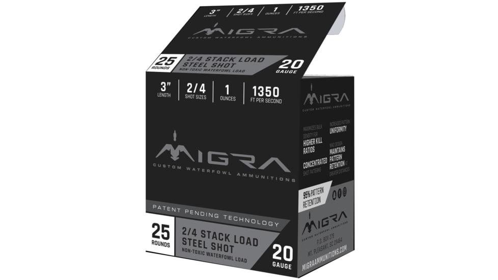 Migra Combinational 20 Gauge 1 oz 3in Centerfire Shotgun Ammo, 25 Rounds, M-20S2-4
