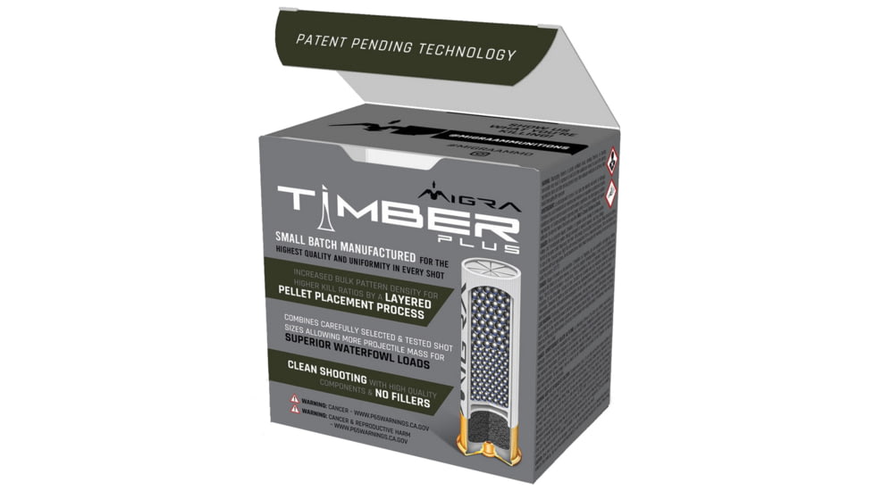 Migra Timber Plus 12 Gauge 1 1/4 oz 3in 1450 ft/s #3 Steel/ #6 Bismuth Staxd Load Centerfire Shotgun Shot Ammo, 25 Rounds, M-12SB4-6