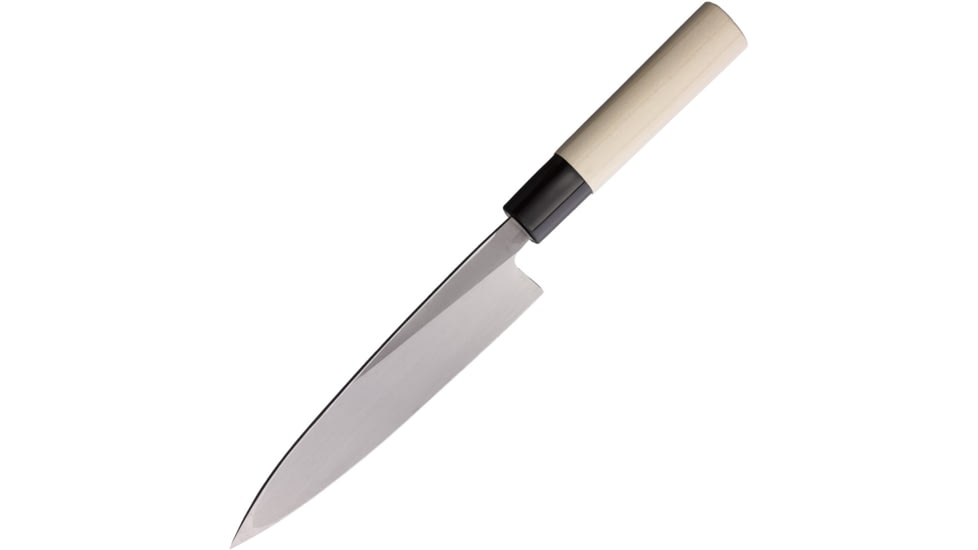 Mikihisa All Purpose Fixed Blade Knife, 10.75in Overall, 6in Blade, Tsuchime White Steel #2 Blade, Natural Wood Handle, L030