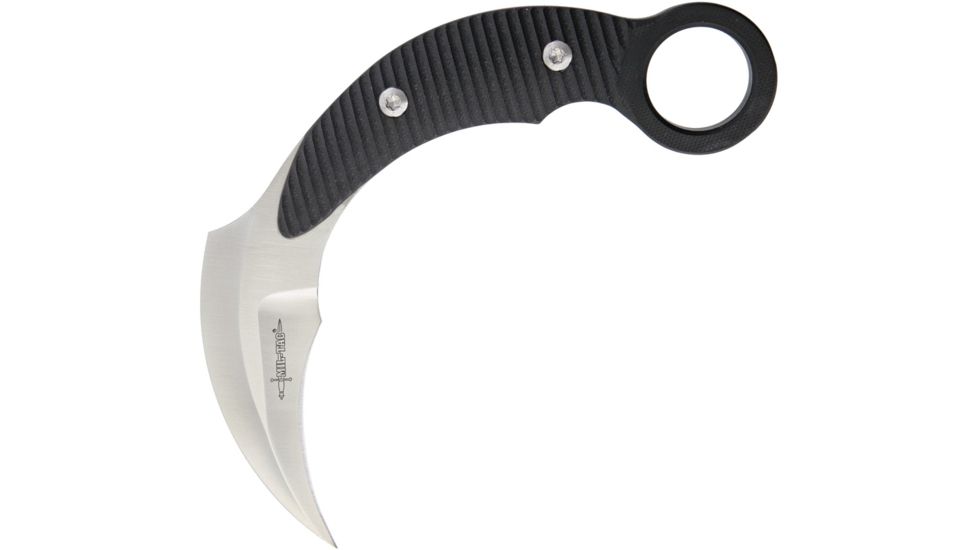 Mil-Tac Jerry Hossum Karambit Black Fixed Blade Knife, 3.25in, Satin, Black, G10 Handle MILKB