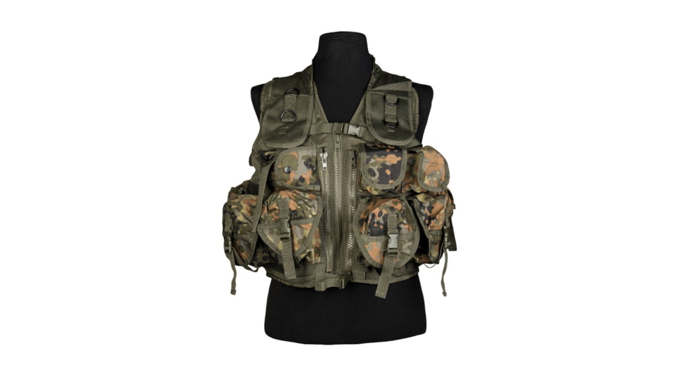 MIL-TEC 9-Pocket Tactical Vest, Flecktarn Camo, One Size, 10712021