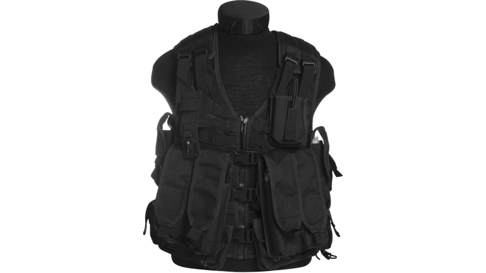 MIL-TEC AK-74 12 Pocket Combat Vest, Black, Adjustable, 10730002