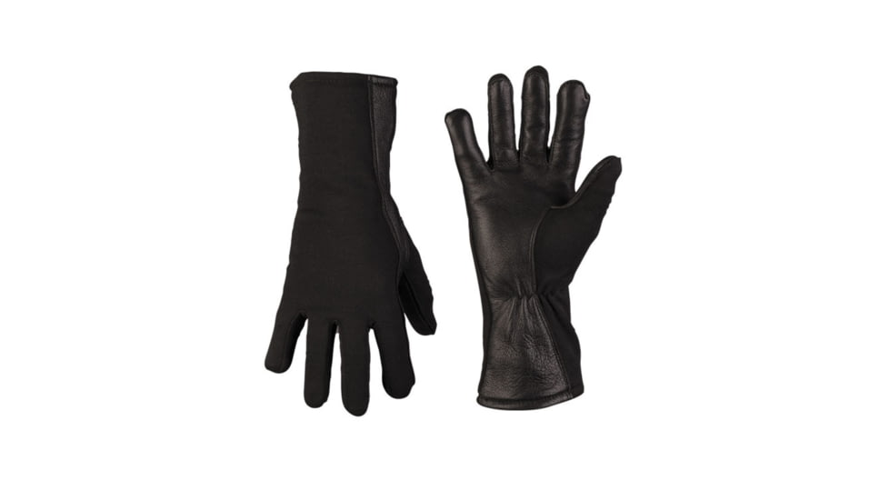 MIL-TEC Lined Flame-Retardent Pilot Gloves, Black, Large, 12523102-010