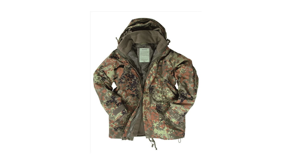 MIL-TEC Trilam. Wet Weather Jacket w/Fleece Liner - Men's, Flecktarn Camo, Extra Large, 10615021-905