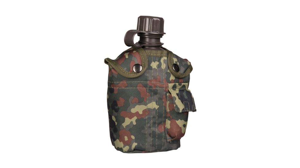MIL-TEC Plastic Canteen w/Cover, Flecktarn Camo, 14505021