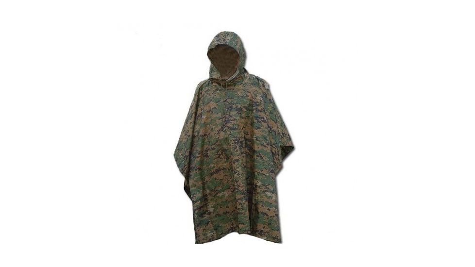 MIL-TEC Ripstop Wet Weather Poncho, Digital Woodland Camo, One Size, 10630071