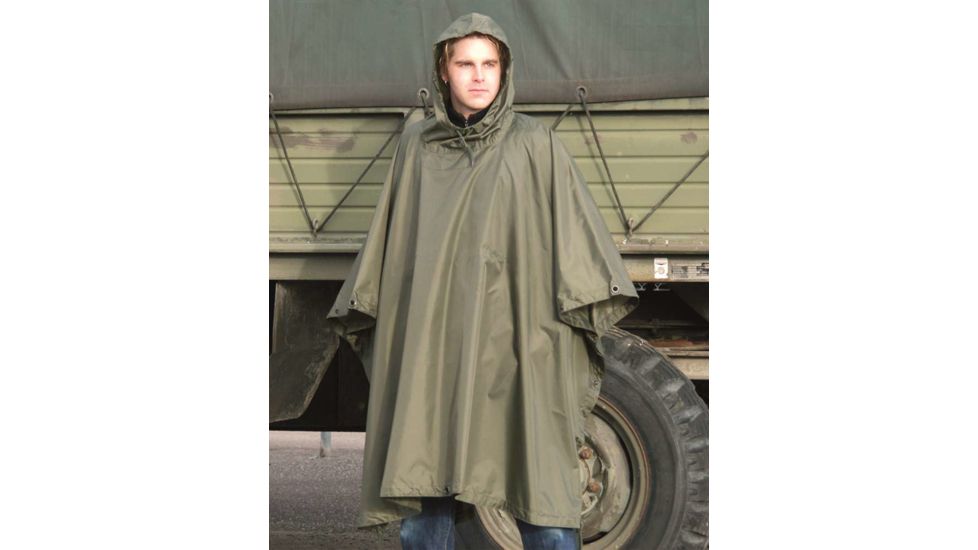 MIL-TEC Ripstop Wet Weather Poncho, Olive Drab, One Size, 10630001