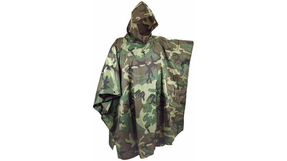MIL-TEC Ripstop Wet Weather Poncho, Woodland Camo, One Size, 10630020