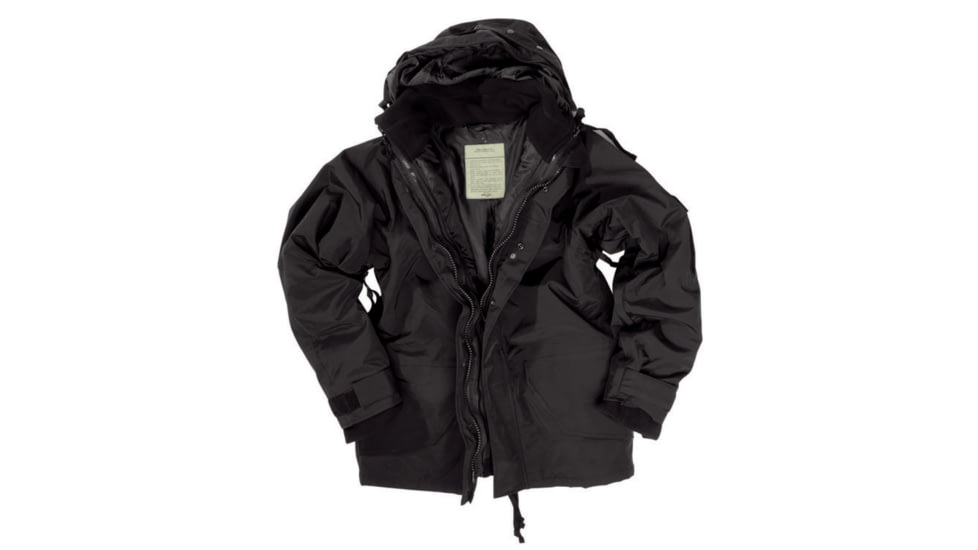 MIL-TEC Trilam. Wet Weather Jacket w/Fleece Liner - Men's, Black, Large, 10615002-904