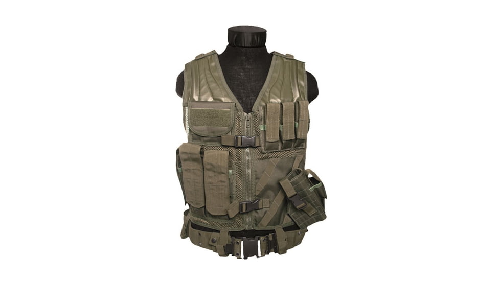 MIL-TEC USMC Combat Vest, Olive Drab, Adjustable, 10720001