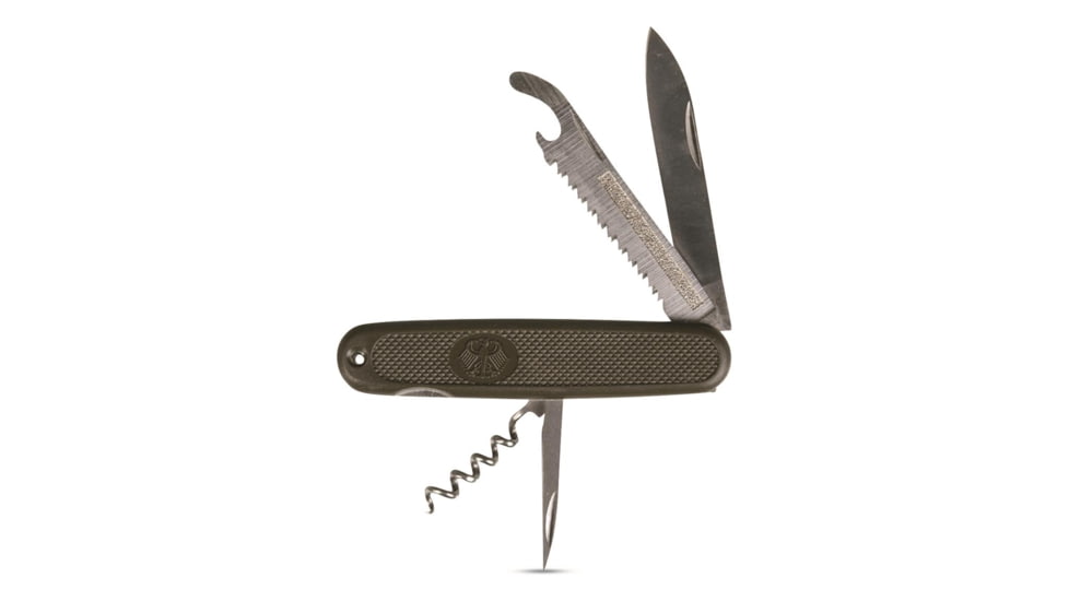 MIL-TEC German Army Pocket Assisted Opening Folding Knife. 2.5in, Stainless Steel, OD Plastic, 15337000
