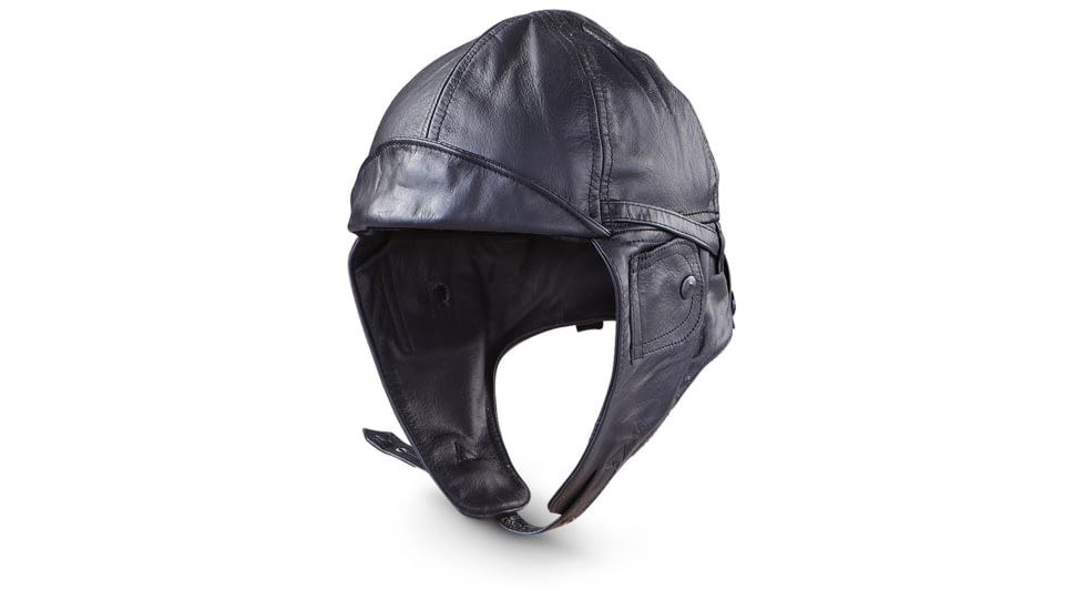 MIL-TEC Leather Aviation Helmet, Black, 2XL, 12425002-906