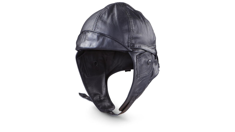 MIL-TEC Leather Aviation Helmet, Black, Small, 12425002-902