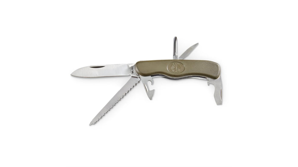 MIL-TEC M2000 Pocket Knife, 3in, Stainless Steel, OD Plastic Handle, 15337100