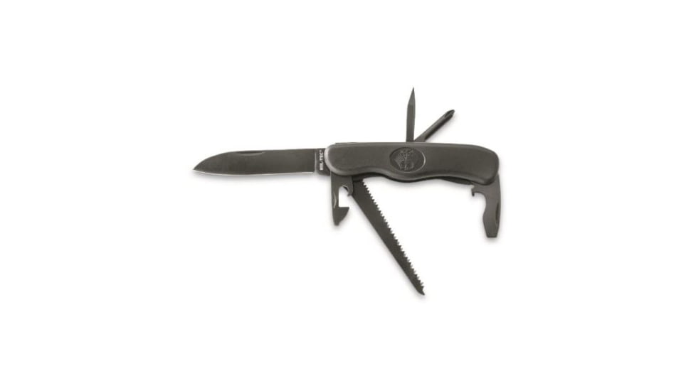 MIL-TEC M2000 Pocket Knife, 3in, Stainless Steel, Black Plastic Handle, 15337150