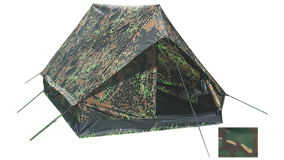 MIL-TEC 2-Person Super Mini Pack Tent, Woodland Camo, 14206020