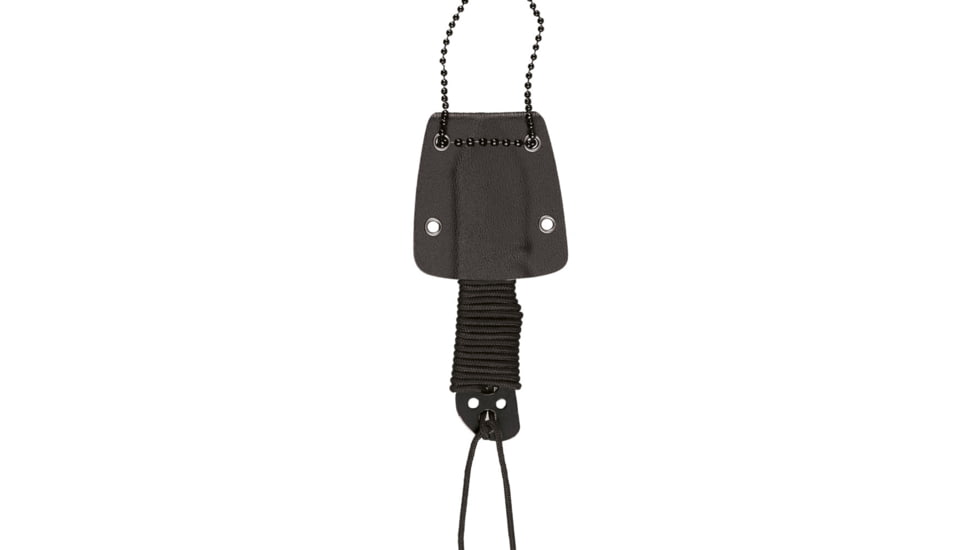 MIL-TEC Paracord Neck Fixed Blade Knife w/Chain, 1.6 in, 3Cr13 Stainless Steel, Black, 15398400
