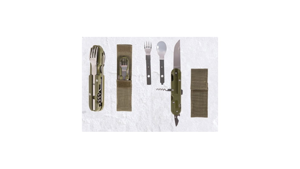 MIL-TEC Stainless Steel Eating Utensil, Silver, 3 Piece, 14622650