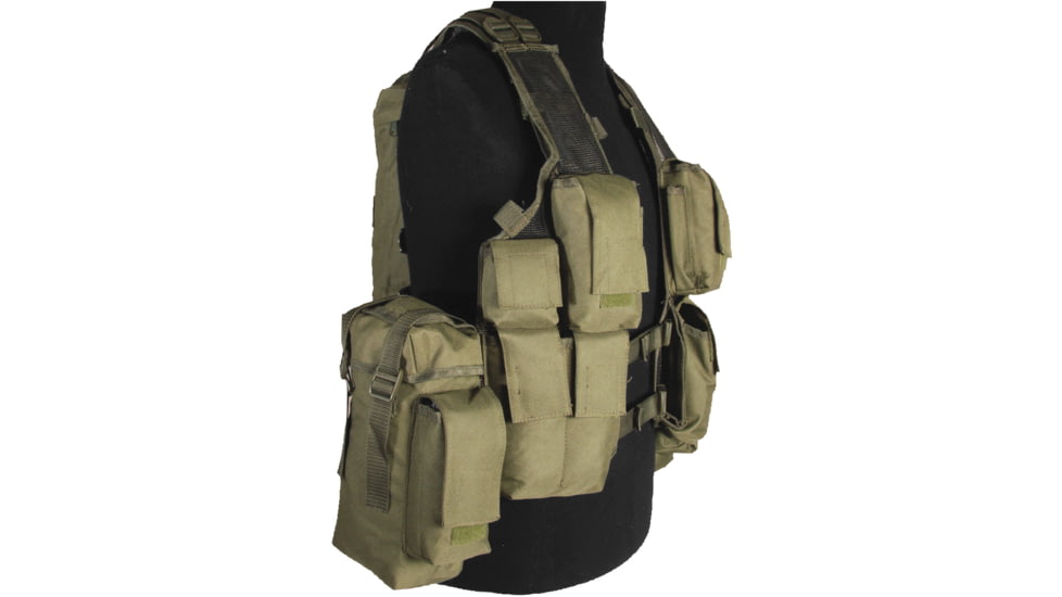 MIL-TEC Tactical Vest , 12 Pockets, Olive Drab, Adjustable, 10711001