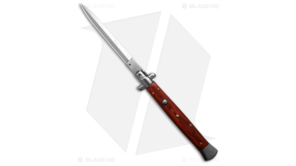 Milano 13 Italian Stiletto Automatic Folding Knife, 6.00in, Stainless Steel, Spear Point Blade, Polymer, Brown Handle, Brown/Gray, 13.00 inch, BHQ-193387