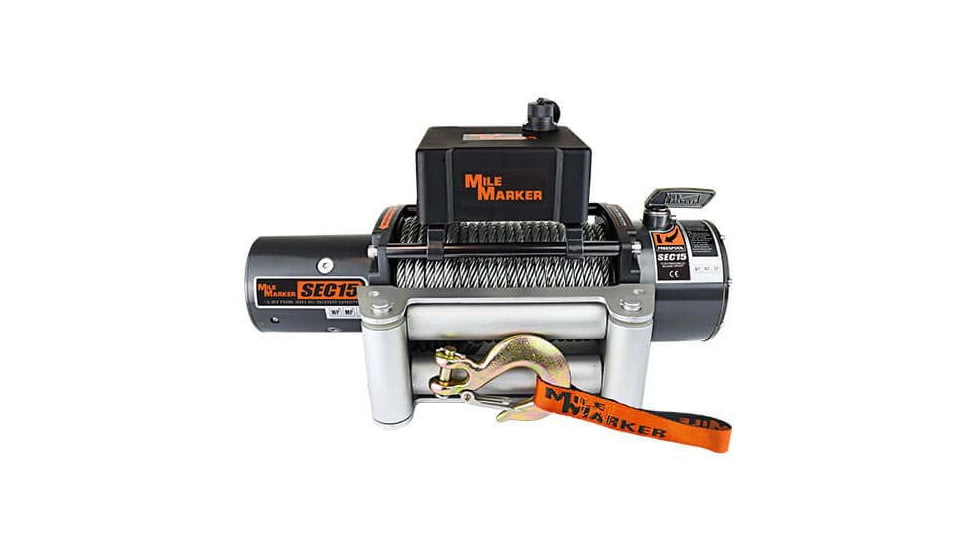 Mile Marker SEC15 Truck/SUV Winch with Strap, 15.000 lb Capacity, 76-50260W
