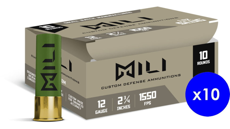 MILI Ammo 12 Gauge, Rifled Slug, 1 oz, 2.75 in, 1550 ft/s, Centerfire Shotgun Slug Ammo, 100 Rounds