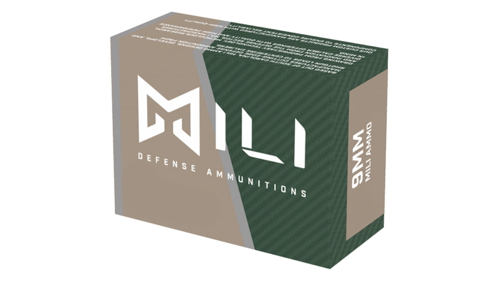 Mili Ammunitions Custom Defense 9mm Luger 115 Grain Full Metal Jacket Brass Cased Pistol Ammo, 50 Rounds, M9mm-115-B