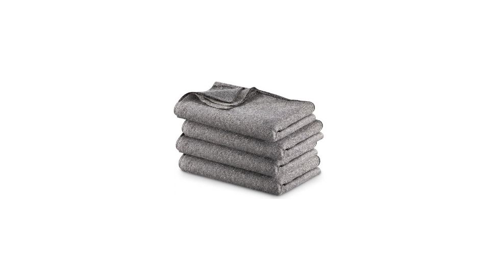 Army Navy Sales GRAY WOOL BLEND BLANKET 4 PACK, Gray, 4PKB