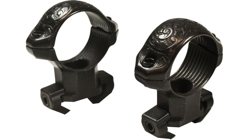 Millett Angle-Loc Weaver Style Rifle Scope Rings, 1in, .22 Cal, High, Engraved