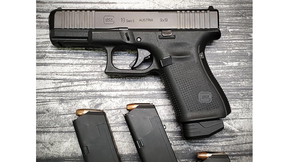 MILSPIN Beef Jones Weighted Magazine Base Plate For Glock 17/17L/18/19/19X/22/23/24/26/27/31/34/35, Blacked Out Cerakote on Stainless Steel, 1141118000