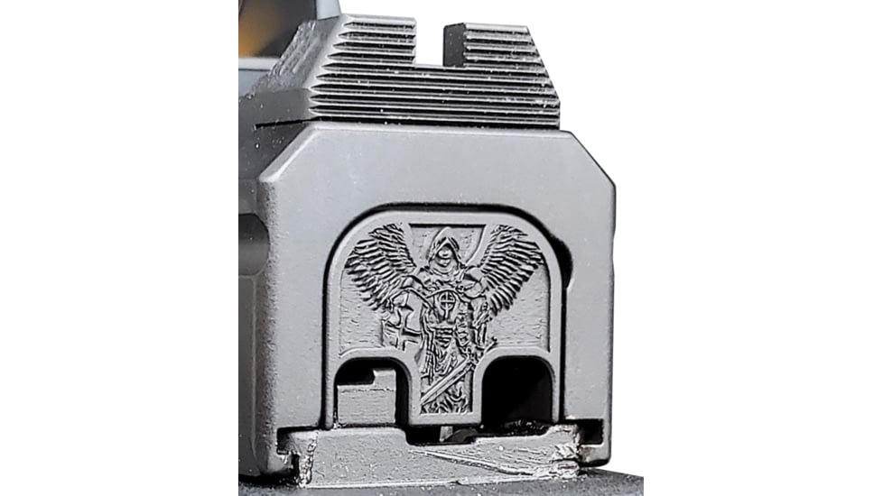 MILSPIN Glock Saint Michael 3D Slide Plate, Glock 48/43X, Black Cerakoted Brass, 659629924862