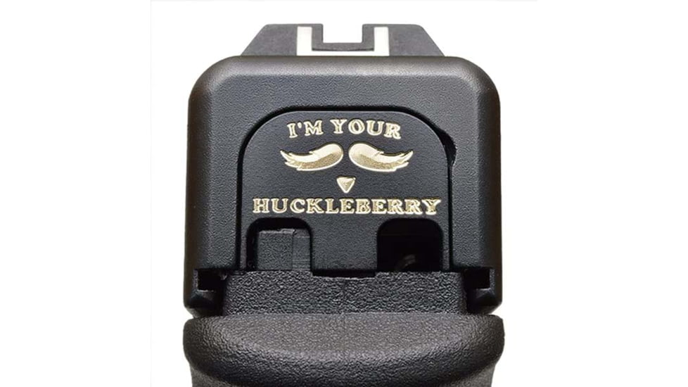 MILSPIN I'm Your Huckleberry Slide Back Plate, Glock 1-5/19X ex. G42/G43/G43X/G48, Black Cerakote on Brass, 111121012F