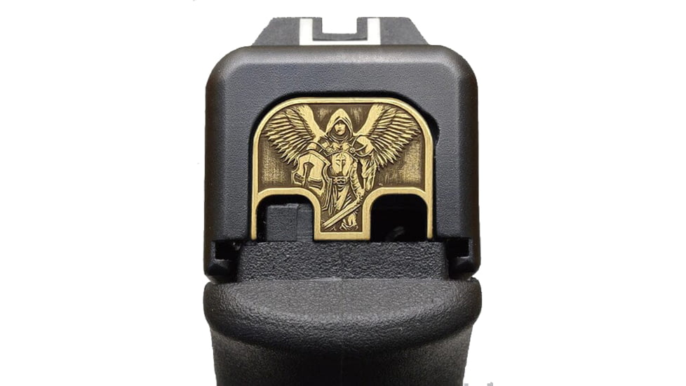 MILSPIN Saint Michael 3D Slide Plate, Glock 1-5/19X ex. G42/G43/G43X/G48, Brass, 698781821923