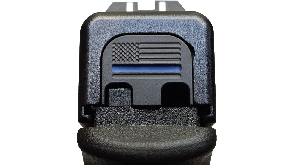 MILSPIN Thin Slide Back Plate, Glock 43/43x/48, Gen 1-5, Thin Blue Line on Stainless Steel, 111211A014