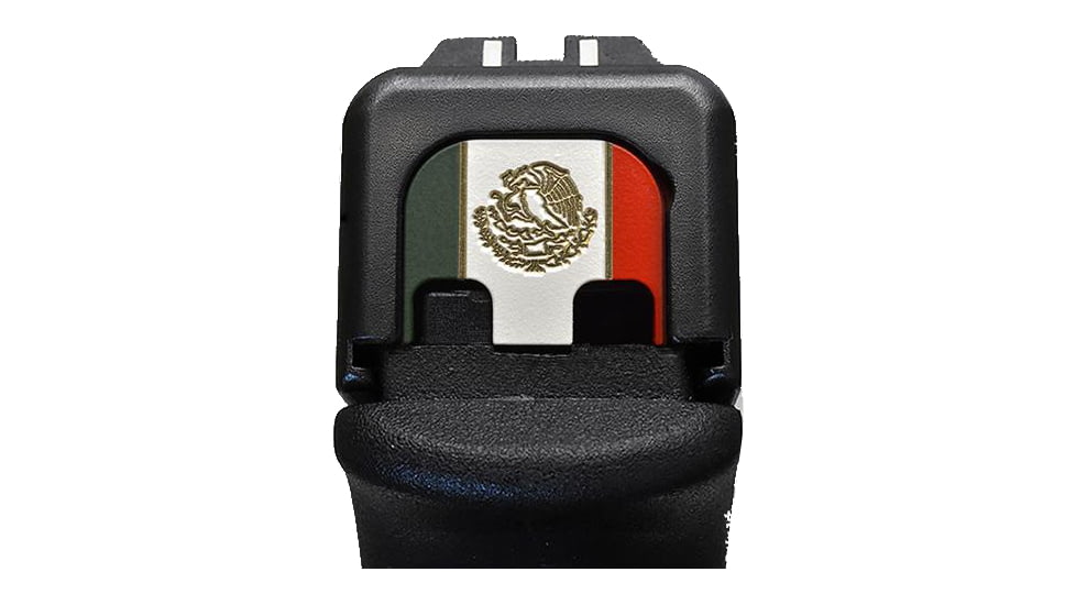 MILSPIN Tri-Color Mexico Flag Slide Back Plate, Glock Models 1-5 Gen 19X, Exc G42/G43/G43X/G48, Green and Red Cerakote on Brass, 11112y1147
