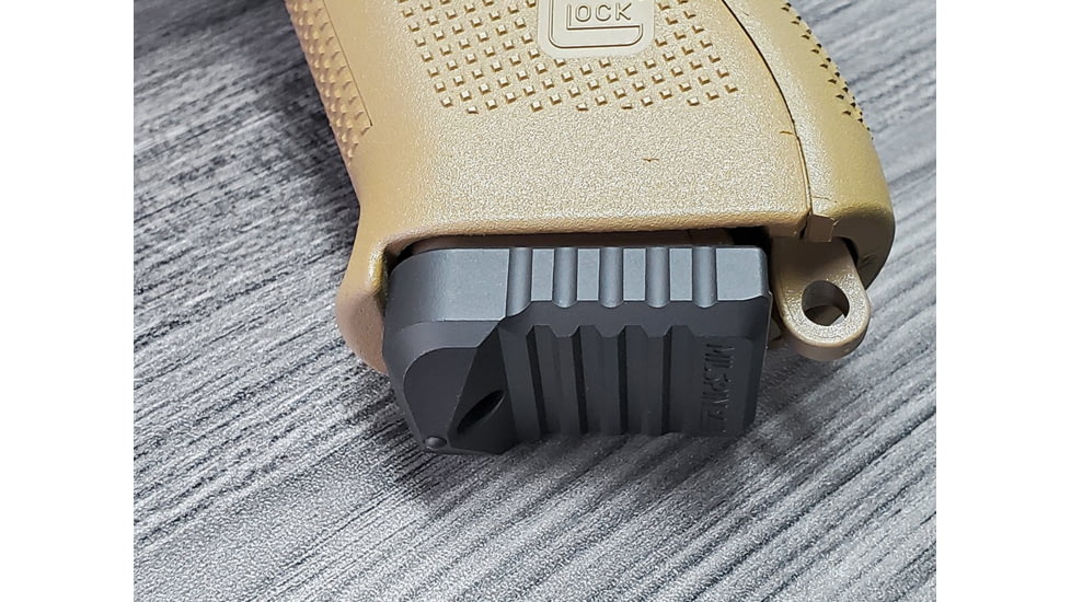 MILSPIN Window Breaker Patent Pending Magazine Base Plate For Glock 17/17L/18/19/19X/22/23/24/26/27/31/34/35, Blacked Out Cerakote on Stainless Steel, 1131118000