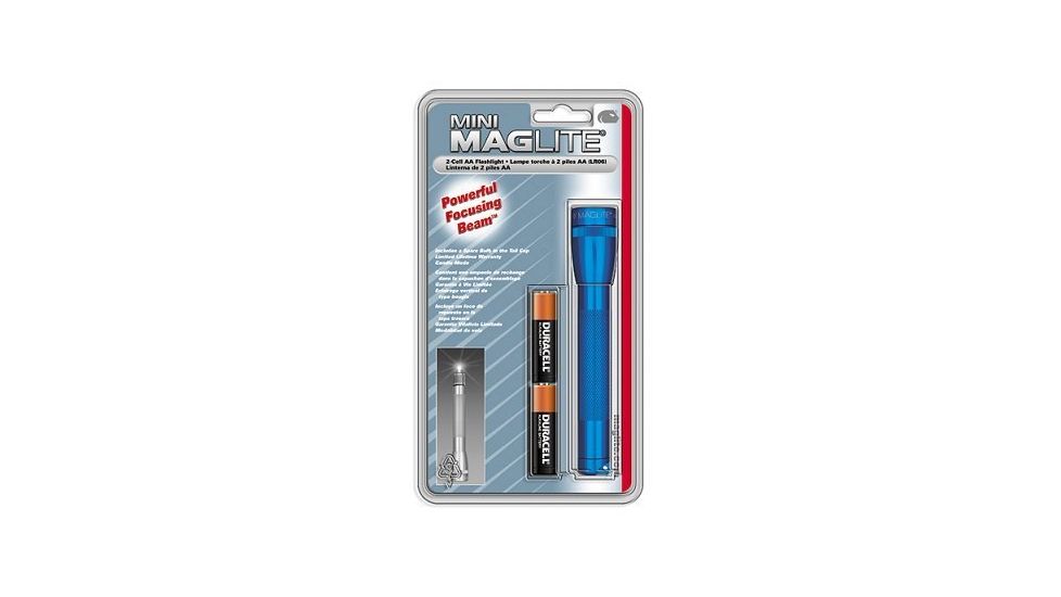 MagLite Mini 2 Cell AA Incandescent Flashlight, Blue, Blister Card, M2A11C