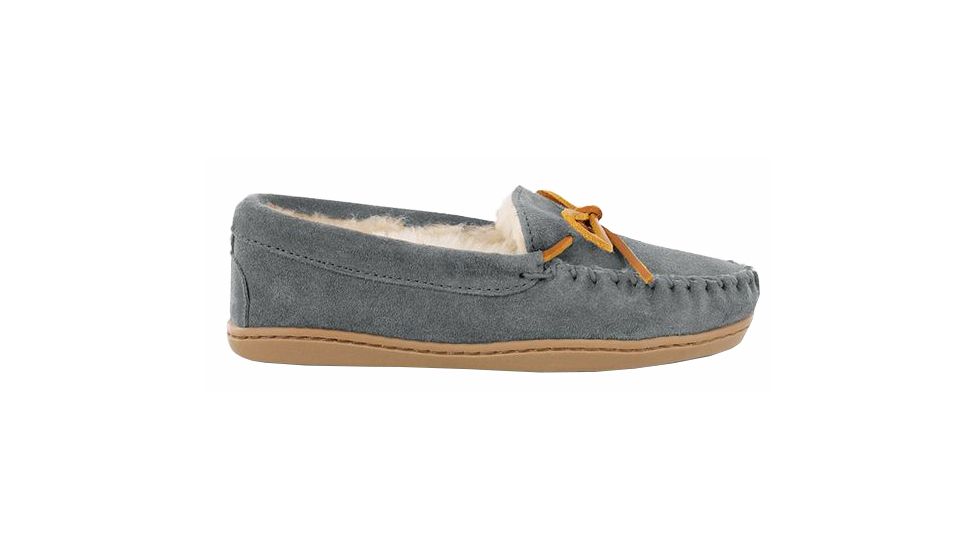 Minnetonka Sheepskin Hardsole Moc Slippers - Womens, Grey, 11, 3345-039-11