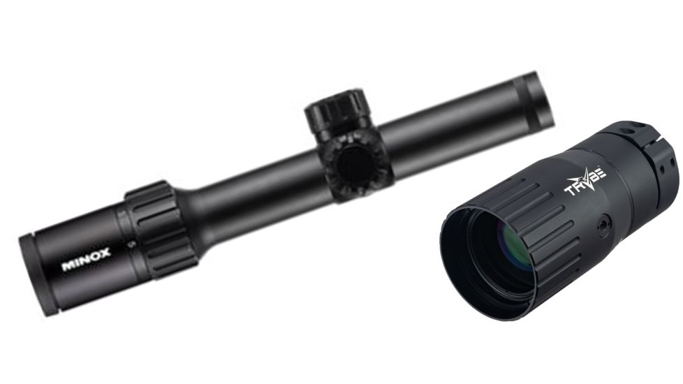 Minox ZX5 1X5 X 24mm Rifle Scope PLEX ABSEHEN, Black 66605 with Trybe Optics Enhancer