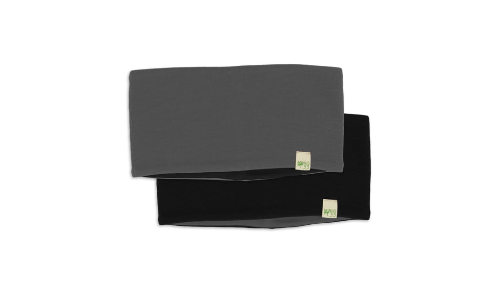 Minus33 Midweight Wool Reversible Headband, Black / Charcoal, One Size, 3594CGBLK